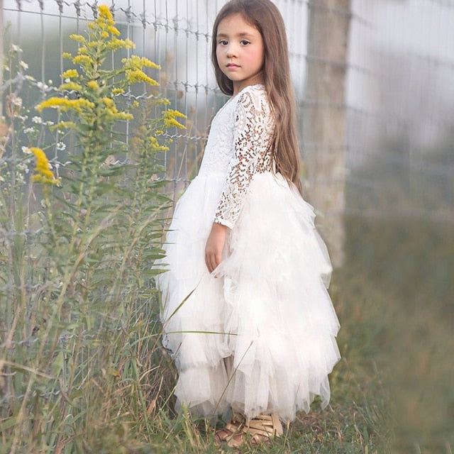 Girls Clothes Princess Party Dress Backless Lace Tutu Layered Dress Elegant Ceremony Teenage Costume-Dollar Bargains Online Shopping Australia