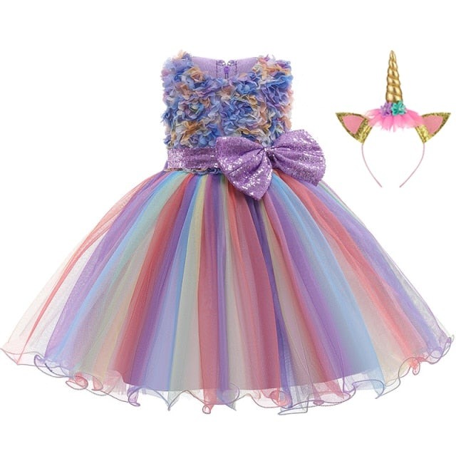 Kids Unicorn Dress for Girls Embroidery Flower Ball Gown Baby Girl Princess Dresses for Party Costumes Children Clothing-Dollar Bargains Online Shopping Australia