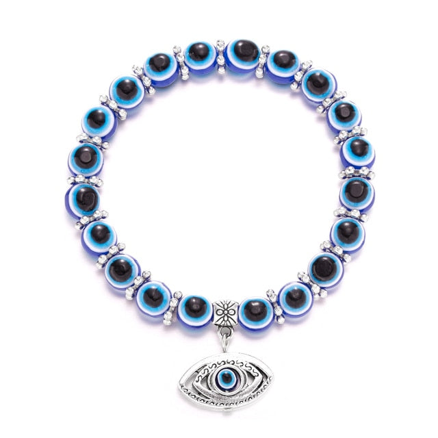 Lucky Evil Eye Bracelets Blue Evil Eye Bead Bracelet Men Women Handmade Lucky Jewelry Charm Bracelet-Dollar Bargains Online Shopping Australia