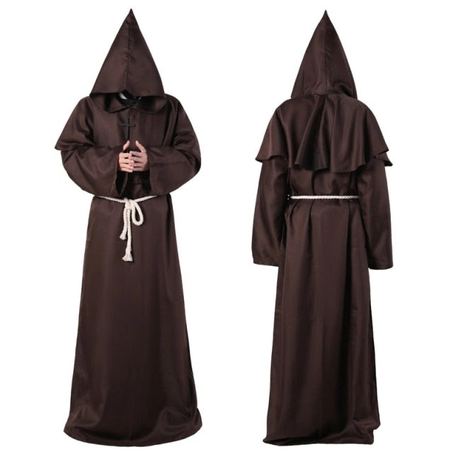 Wizard Costume Halloween Cosplay Medieval Monk Friar Robe Priest Costume Ancient Clothing Christian Suit-Dollar Bargains Online Shopping Australia