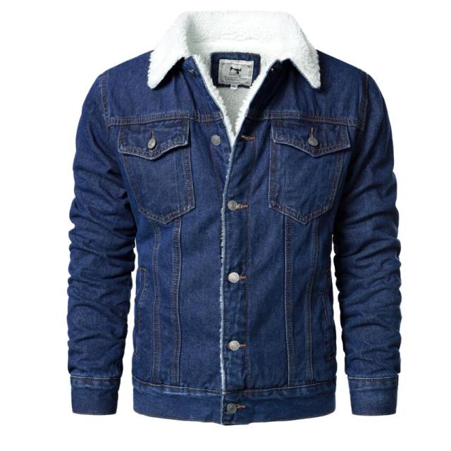 Men Denim Jackets Winter Fleece Blue Jeans Coats High Quality Male Thicker Warm Casual Coats Solid Classic Denim Jackets 6XL-Dollar Bargains Online Shopping Australia