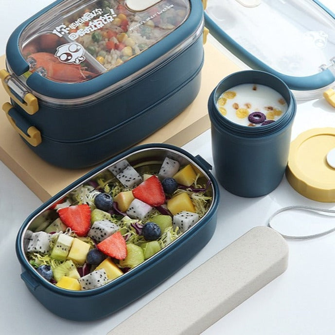 Stainless Steel Insulated Lunch Box Student School Multi-Layer Lunch Box Tableware Bento Food Container Storage Breakfast Boxes-Dollar Bargains Online Shopping Australia