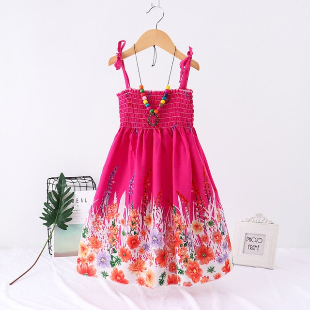 Summer Girls Floral Dress Sling Ruffles Bohemian Beach Princess Dresses for Girl Clothing-Dollar Bargains Online Shopping Australia