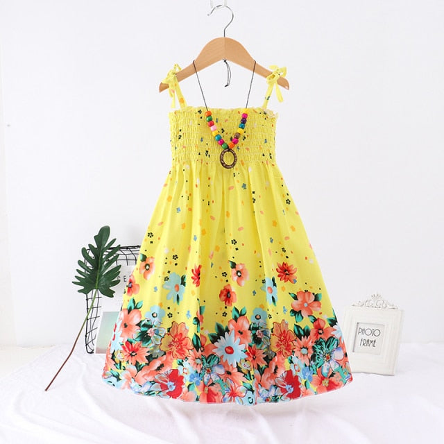 Summer Girls Floral Dress Sling Ruffles Bohemian Beach Princess Dresses for Girl Clothing-Dollar Bargains Online Shopping Australia