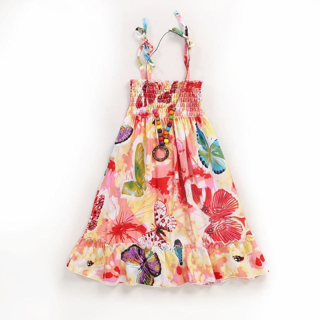 Summer Girls Floral Dress Sling Ruffles Bohemian Beach Princess Dresses for Girl Clothing-Dollar Bargains Online Shopping Australia