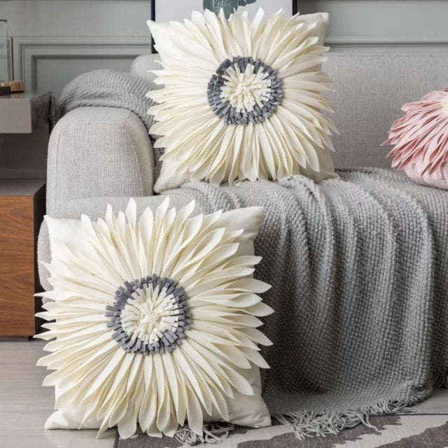 Fashion Modern Style Pink White Throw Pillows 45*45cm Velvet Stitching 3D Chrysanthemum Cushion Waist Pillow Blue Cushion Case-Dollar Bargains Online Shopping Australia