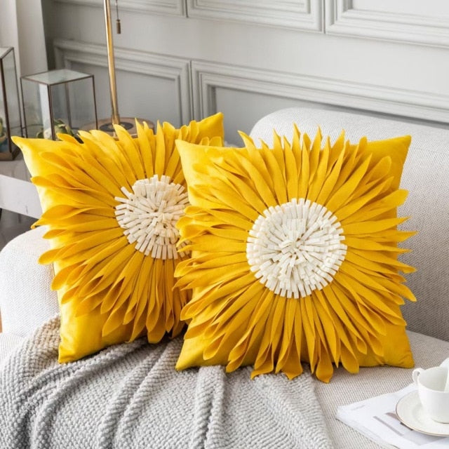 Fashion Modern Style Pink White Throw Pillows 45*45cm Velvet Stitching 3D Chrysanthemum Cushion Waist Pillow Blue Cushion Case-Dollar Bargains Online Shopping Australia