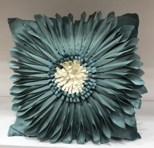 Fashion Modern Style Pink White Throw Pillows 45*45cm Velvet Stitching 3D Chrysanthemum Cushion Waist Pillow Blue Cushion Case-Dollar Bargains Online Shopping Australia