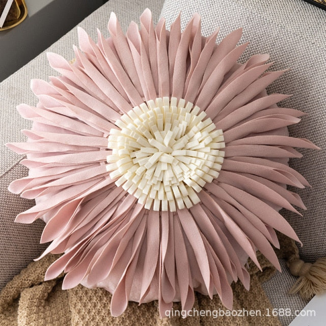 Fashion Modern Style Pink White Throw Pillows 45*45cm Velvet Stitching 3D Chrysanthemum Cushion Waist Pillow Blue Cushion Case-Dollar Bargains Online Shopping Australia