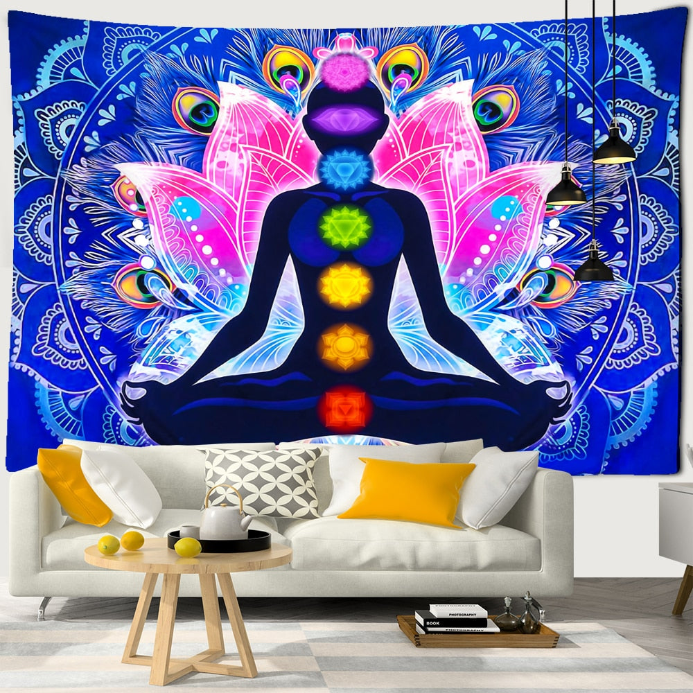 Seven Chakras Mandala Tapestry Wall Hanging Witchcraft Psychedelic Tapiz Hippie Art Background Cloth Home Decor-Dollar Bargains Online Shopping Australia