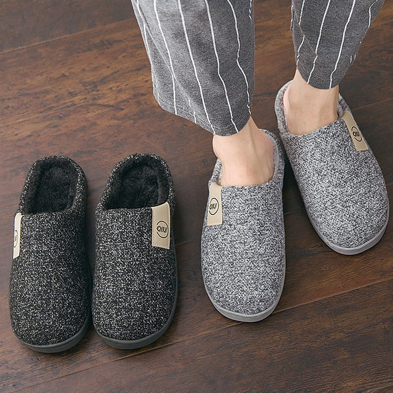 Men Winter Warm Slippers Fur Slippers Men Boys Plush Slipper Cotton Shoes Non-slip Solid Color Home Indoor Casual Slippers-Dollar Bargains Online Shopping Australia