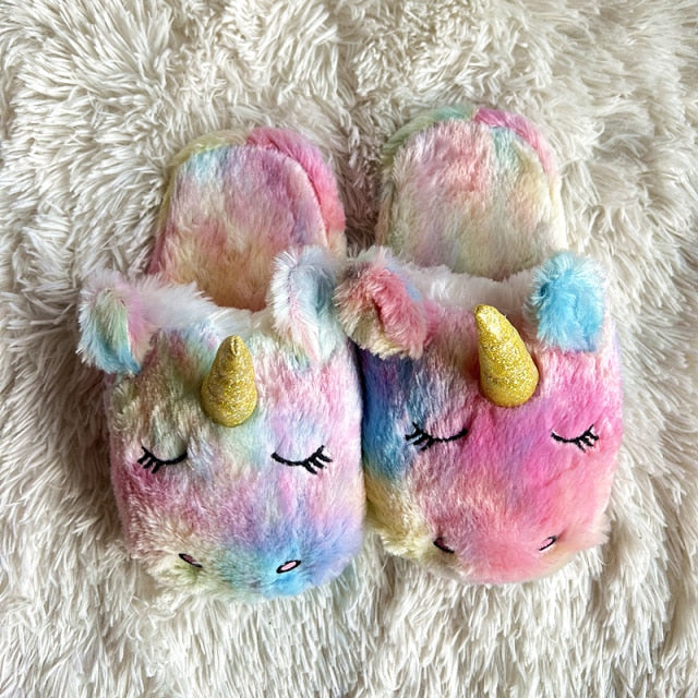 Cute Cartoon Alpaca House Women Fur Slippers Winter Warm Plush Parent-Child Floor Slides Indoor Bedroom Girls Fluffy Slippes-Dollar Bargains Online Shopping Australia