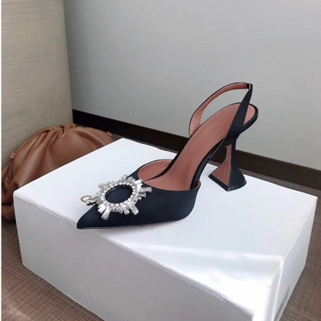 Pumps luxury Crystal Slingback High heels Summer bride Shoes Comfortable triangle Heeled Party Wedding Shoes-Dollar Bargains Online Shopping Australia