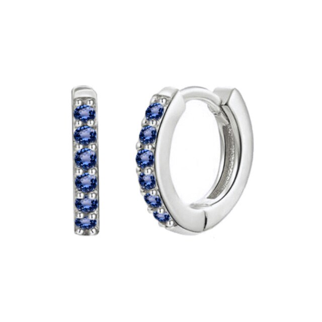 Silver Color Blue Crystal Series Hoop Earrings For Women Fashion Enamel Dripping Oil Heart Charm Piercing Party Earrings-Dollar Bargains Online Shopping Australia
