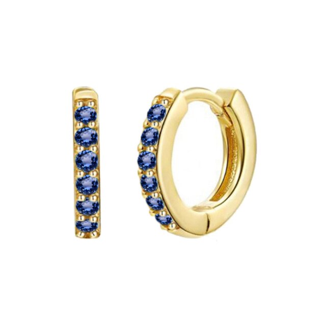 Silver Color Blue Crystal Series Hoop Earrings For Women Fashion Enamel Dripping Oil Heart Charm Piercing Party Earrings-Dollar Bargains Online Shopping Australia