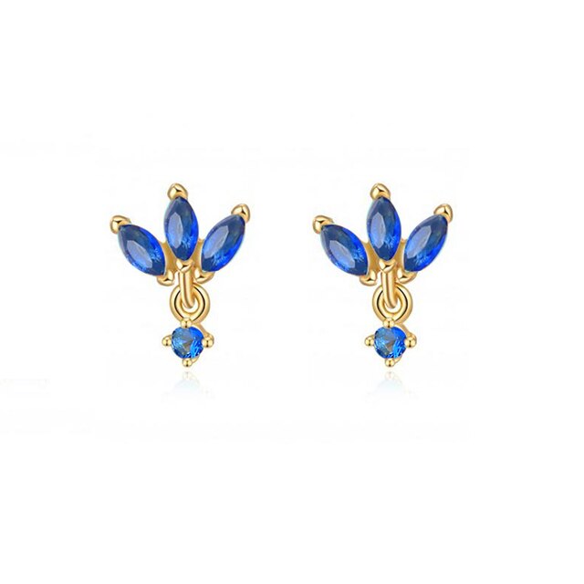 Silver Color Blue Crystal Series Hoop Earrings For Women Fashion Enamel Dripping Oil Heart Charm Piercing Party Earrings-Dollar Bargains Online Shopping Australia