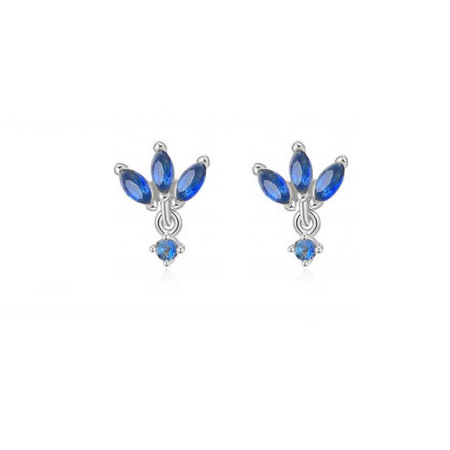 Silver Color Blue Crystal Series Hoop Earrings For Women Fashion Enamel Dripping Oil Heart Charm Piercing Party Earrings-Dollar Bargains Online Shopping Australia