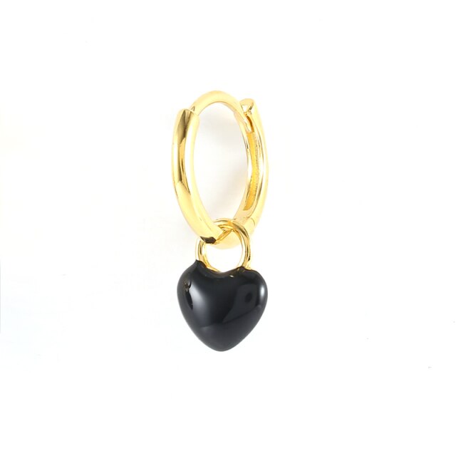 925 Sterling Silver Fashion Colored Enamel Heart Pendants Hoop Earrings For Women Cute Smiley Face Charm Drop Oil Earrings-Dollar Bargains Online Shopping Australia