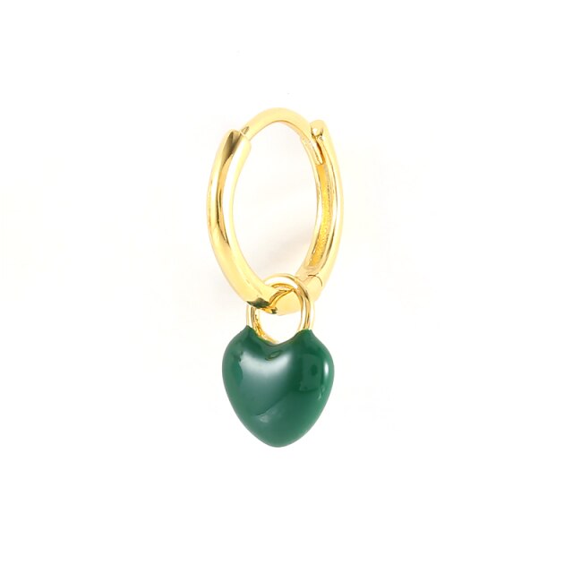 925 Sterling Silver Fashion Colored Enamel Heart Pendants Hoop Earrings For Women Cute Smiley Face Charm Drop Oil Earrings-Dollar Bargains Online Shopping Australia