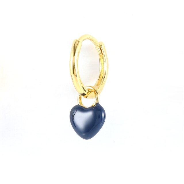 925 Sterling Silver Fashion Colored Enamel Heart Pendants Hoop Earrings For Women Cute Smiley Face Charm Drop Oil Earrings-Dollar Bargains Online Shopping Australia