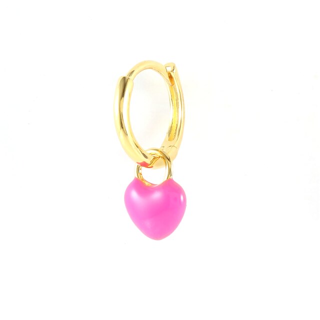 925 Sterling Silver Fashion Colored Enamel Heart Pendants Hoop Earrings For Women Cute Smiley Face Charm Drop Oil Earrings-Dollar Bargains Online Shopping Australia