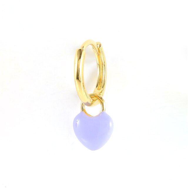 925 Sterling Silver Fashion Colored Enamel Heart Pendants Hoop Earrings For Women Cute Smiley Face Charm Drop Oil Earrings-Dollar Bargains Online Shopping Australia