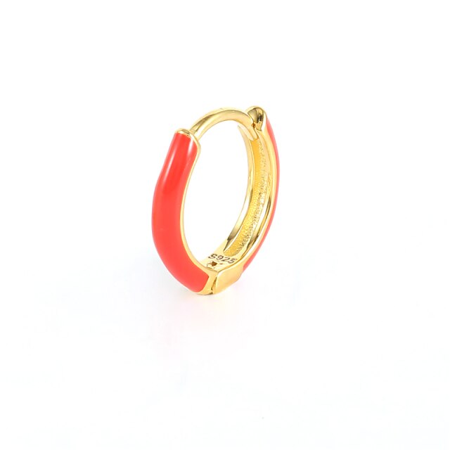 925 Sterling Silver Fashion Colored Enamel Heart Pendants Hoop Earrings For Women Cute Smiley Face Charm Drop Oil Earrings-Dollar Bargains Online Shopping Australia