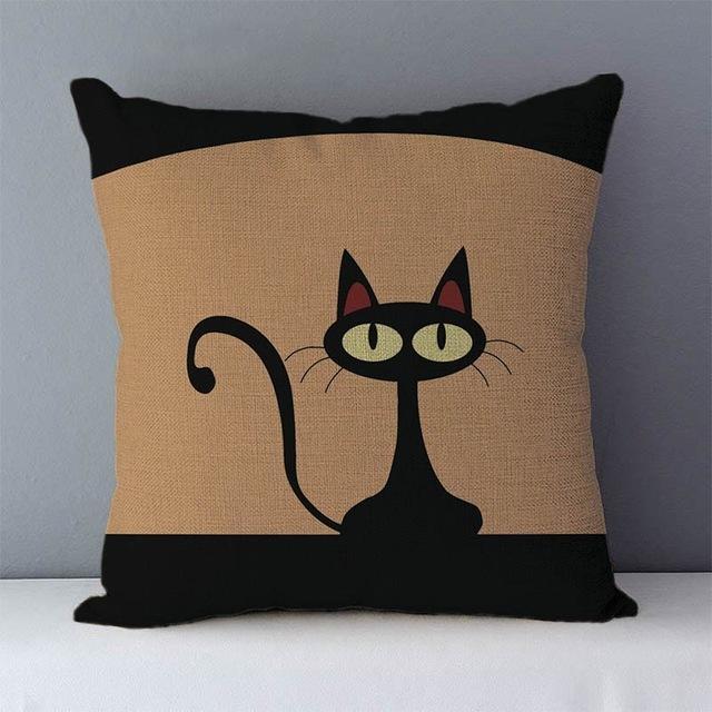 Couch cushion Cartoon cat printed quality cotton linen home decorative pillows kids bedroom Decor pillowcase-Dollar Bargains Online Shopping Australia