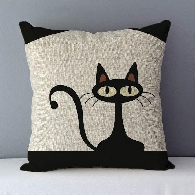 Couch cushion Cartoon cat printed quality cotton linen home decorative pillows kids bedroom Decor pillowcase-Dollar Bargains Online Shopping Australia