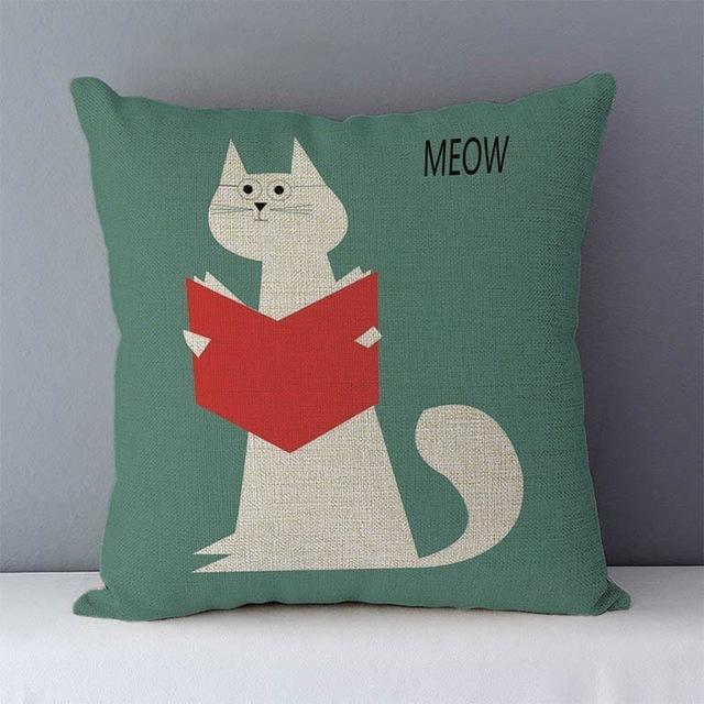 Couch cushion Cartoon cat printed quality cotton linen home decorative pillows kids bedroom Decor pillowcase-Dollar Bargains Online Shopping Australia