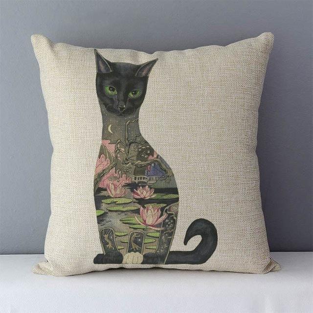 Couch cushion Cartoon cat printed quality cotton linen home decorative pillows kids bedroom Decor pillowcase-Dollar Bargains Online Shopping Australia