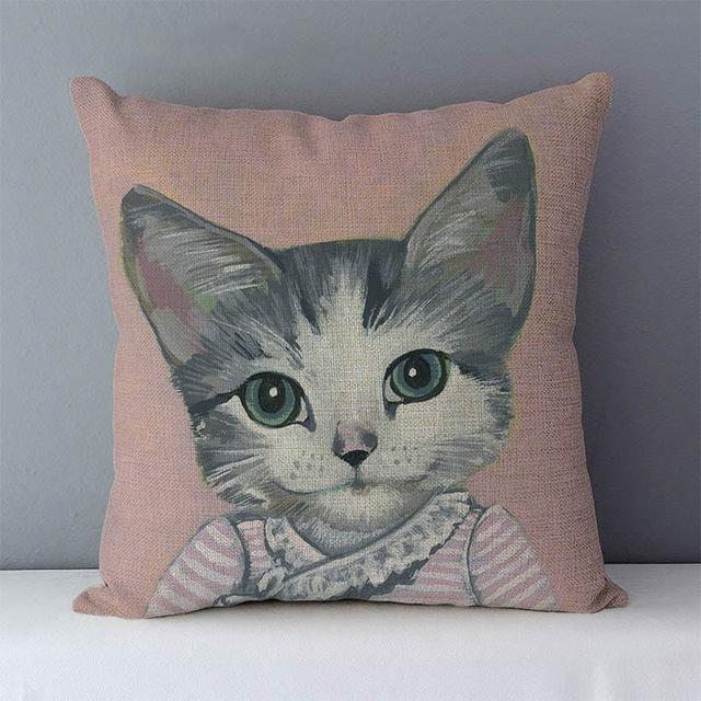 Couch cushion Cartoon cat printed quality cotton linen home decorative pillows kids bedroom Decor pillowcase-Dollar Bargains Online Shopping Australia