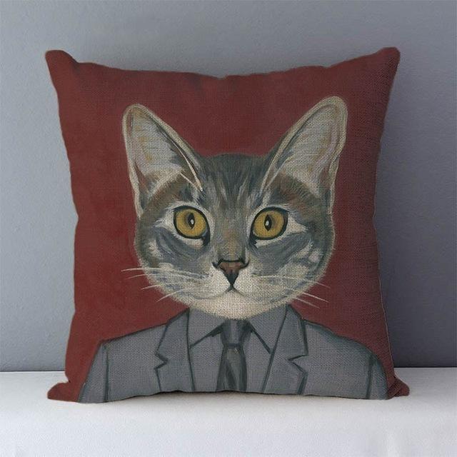 Couch cushion Cartoon cat printed quality cotton linen home decorative pillows kids bedroom Decor pillowcase-Dollar Bargains Online Shopping Australia