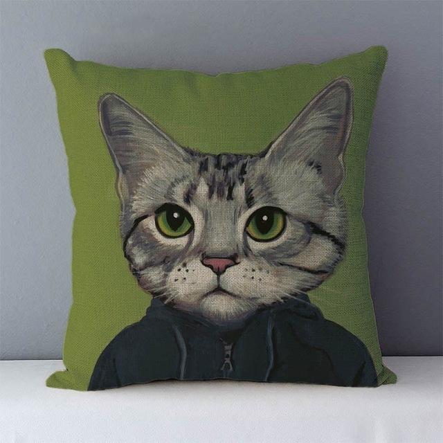 Couch cushion Cartoon cat printed quality cotton linen home decorative pillows kids bedroom Decor pillowcase-Dollar Bargains Online Shopping Australia