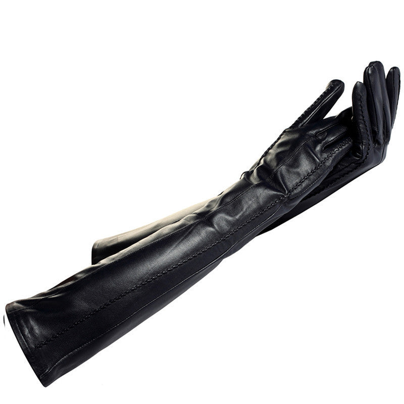 women leather gloves Genuine Leather Cotton Adult Black Length 45-48CM-Dollar Bargains Online Shopping Australia
