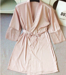 Mid-sleeve women nightwear robes plus size M L XL XXL lace real silk female bathrobes vs brand hot-Dollar Bargains Online Shopping Australia