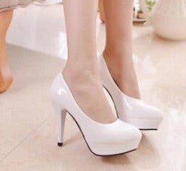 Stiletto heel four pure color waterproof big yards career woman single job interview leather shoes-Dollar Bargains Online Shopping Australia