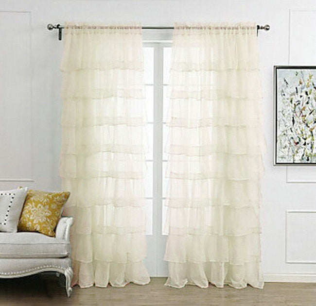 Ruffle Rod Pocket Organza Window Curtain For Living Room (One Panel)-Dollar Bargains Online Shopping Australia