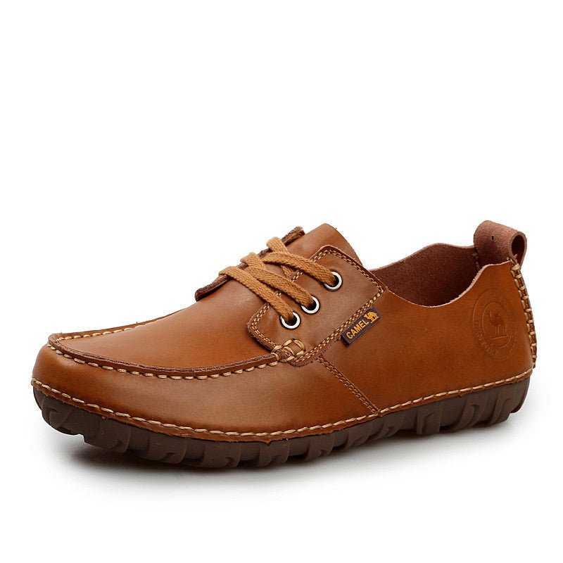 Mens Flats Split Leather Casual Soft Men's Shoes Brown Autumn Moccasin Handmade Man Sapatos Social Shoes-Dollar Bargains Online Shopping Australia