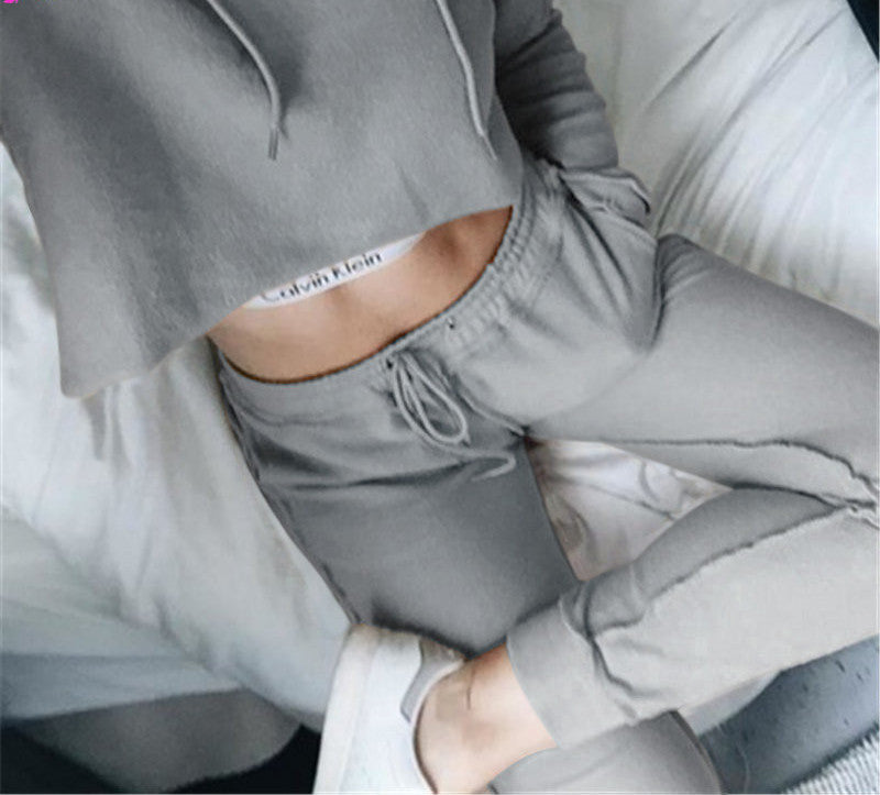 Autumn Tracksuit Women Hoodies 2-Piece Set Khaki/Black (Hooded Sweatshirt+Long Pants) Leisure Suits-Dollar Bargains Online Shopping Australia