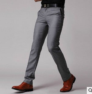 Men Pants Spring and Autumn Men's Slim Fit Casual Pants Fashion Straight Suit Pants Skinny Pants Smooth Trousers-Dollar Bargains Online Shopping Australia