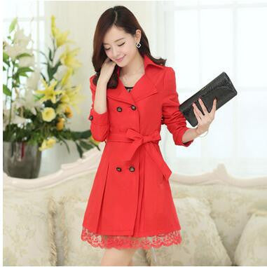 Women trench coats spring autumn overcoats fashion ladies lace slim style trench coats LS6679na-Dollar Bargains Online Shopping Australia