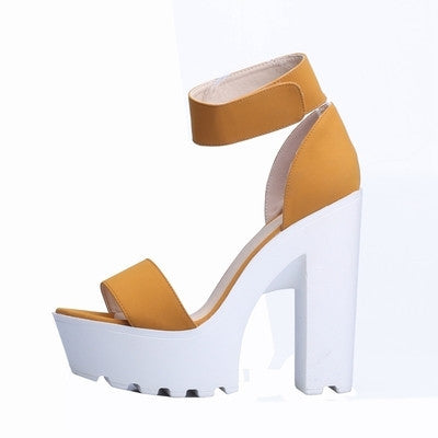 Laser PU Sandals Ultra Platform Thick High Heels Sandals Sexy Peep Toe Shoes For Women Fashion A word Belt Sandals-Dollar Bargains Online Shopping Australia