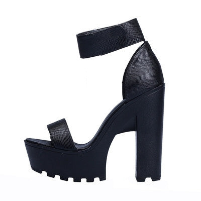 Laser PU Sandals Ultra Platform Thick High Heels Sandals Sexy Peep Toe Shoes For Women Fashion A word Belt Sandals-Dollar Bargains Online Shopping Australia