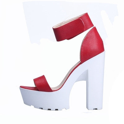 Laser PU Sandals Ultra Platform Thick High Heels Sandals Sexy Peep Toe Shoes For Women Fashion A word Belt Sandals-Dollar Bargains Online Shopping Australia