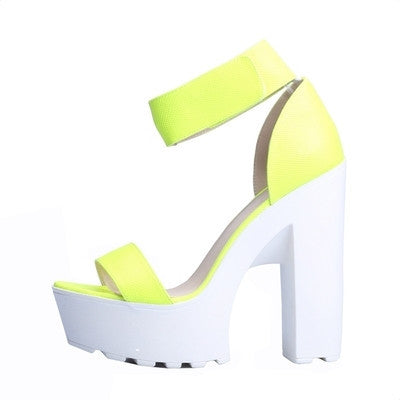 Laser PU Sandals Ultra Platform Thick High Heels Sandals Sexy Peep Toe Shoes For Women Fashion A word Belt Sandals-Dollar Bargains Online Shopping Australia