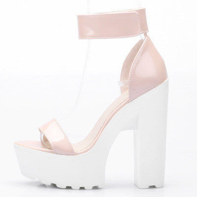 Laser PU Sandals Ultra Platform Thick High Heels Sandals Sexy Peep Toe Shoes For Women Fashion A word Belt Sandals-Dollar Bargains Online Shopping Australia