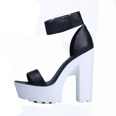 Laser PU Sandals Ultra Platform Thick High Heels Sandals Sexy Peep Toe Shoes For Women Fashion A word Belt Sandals-Dollar Bargains Online Shopping Australia