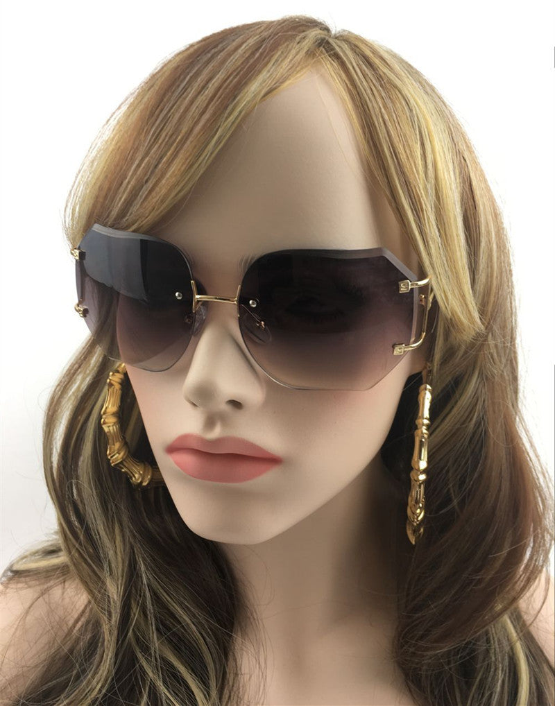 Fashion star style fashion sunglasses gradient women's rimless sunglasses vintage big box frog glasses-Dollar Bargains Online Shopping Australia