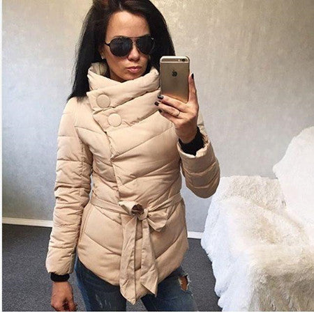 winter jacket women Cotton down coat high collar with belt parkas for women winter 9 colors warm outerwear coats-Dollar Bargains Online Shopping Australia